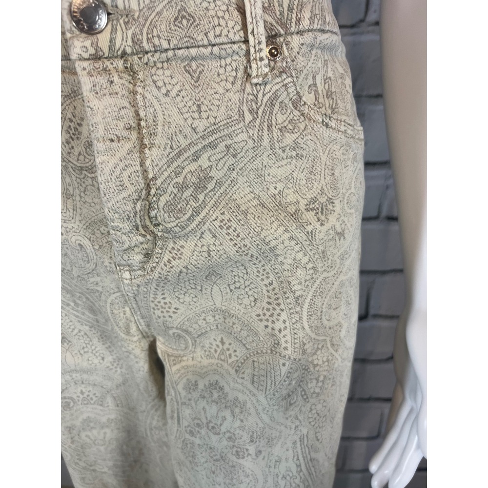 Chicos So Slimming Paisley Print Jeans Beige Tan Size 1.5 US 10 Regular - Picture 2 of 6